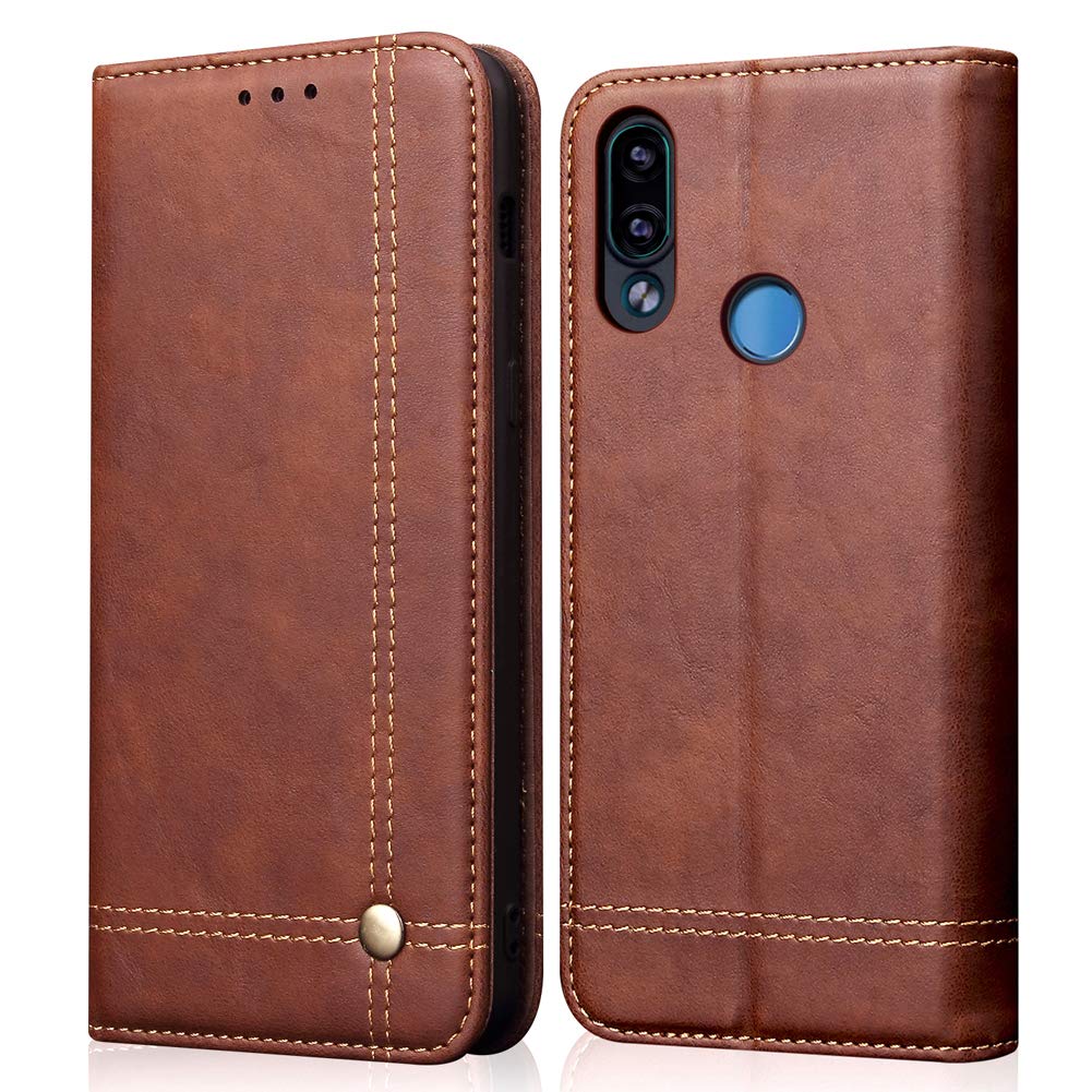 Mayround Compatible for Huawei Enjoy 9 Plus/Y9 2019 Leather Case,Shockproof Folio Book Cover with Credit Card Slots Leather Wallet Cases Compatible for Huawei Enjoy 9 Plus/Y9 2019 6.5" (Dark Brown)
