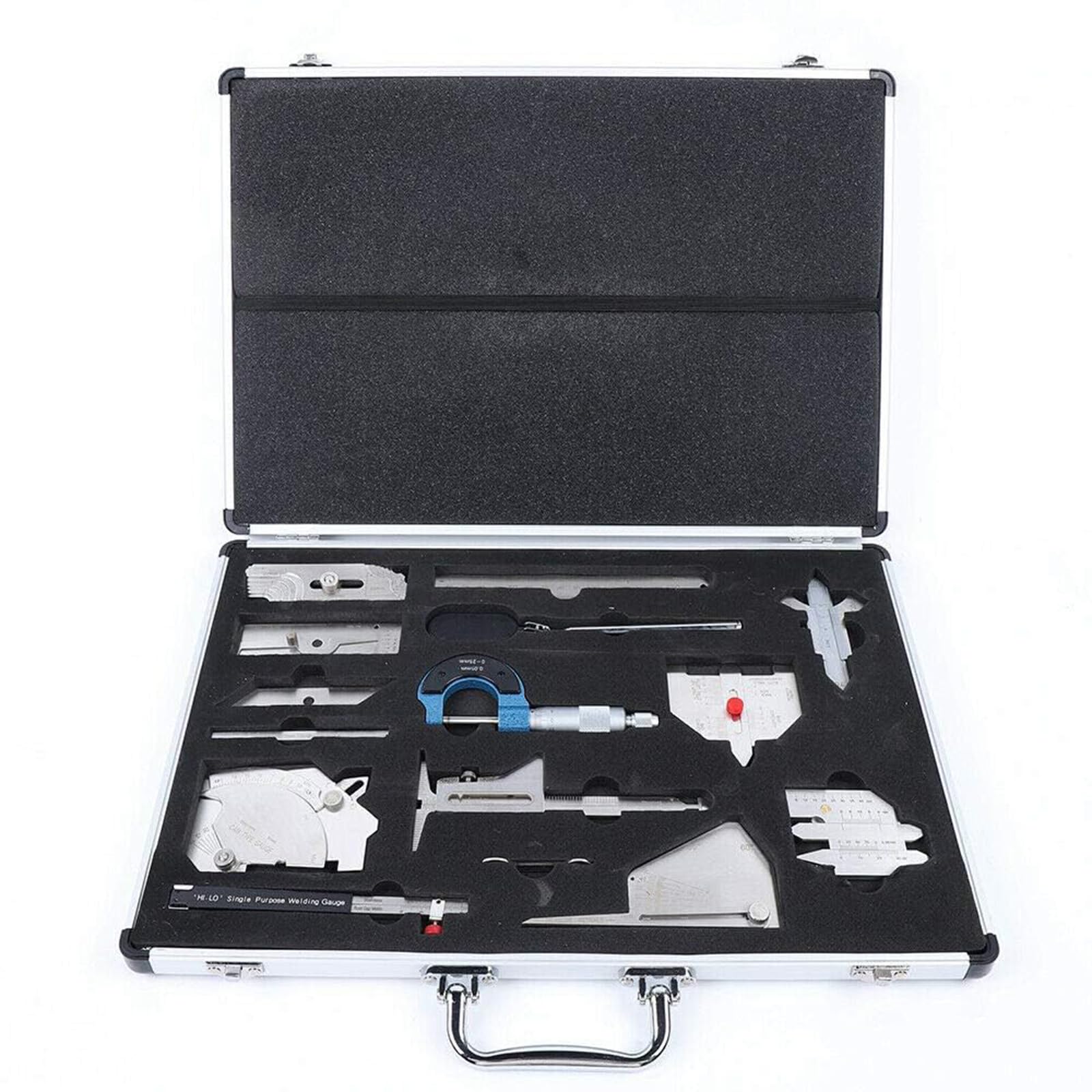 13 Piezas Soldadura Galga Kit De Herramientas, Acero Inoxidable Soldadura Medir Juego De Galgas, Soldadura Inspección Medidor Caja De Reglas Juego De Pruebas Con Espejo De Inspección