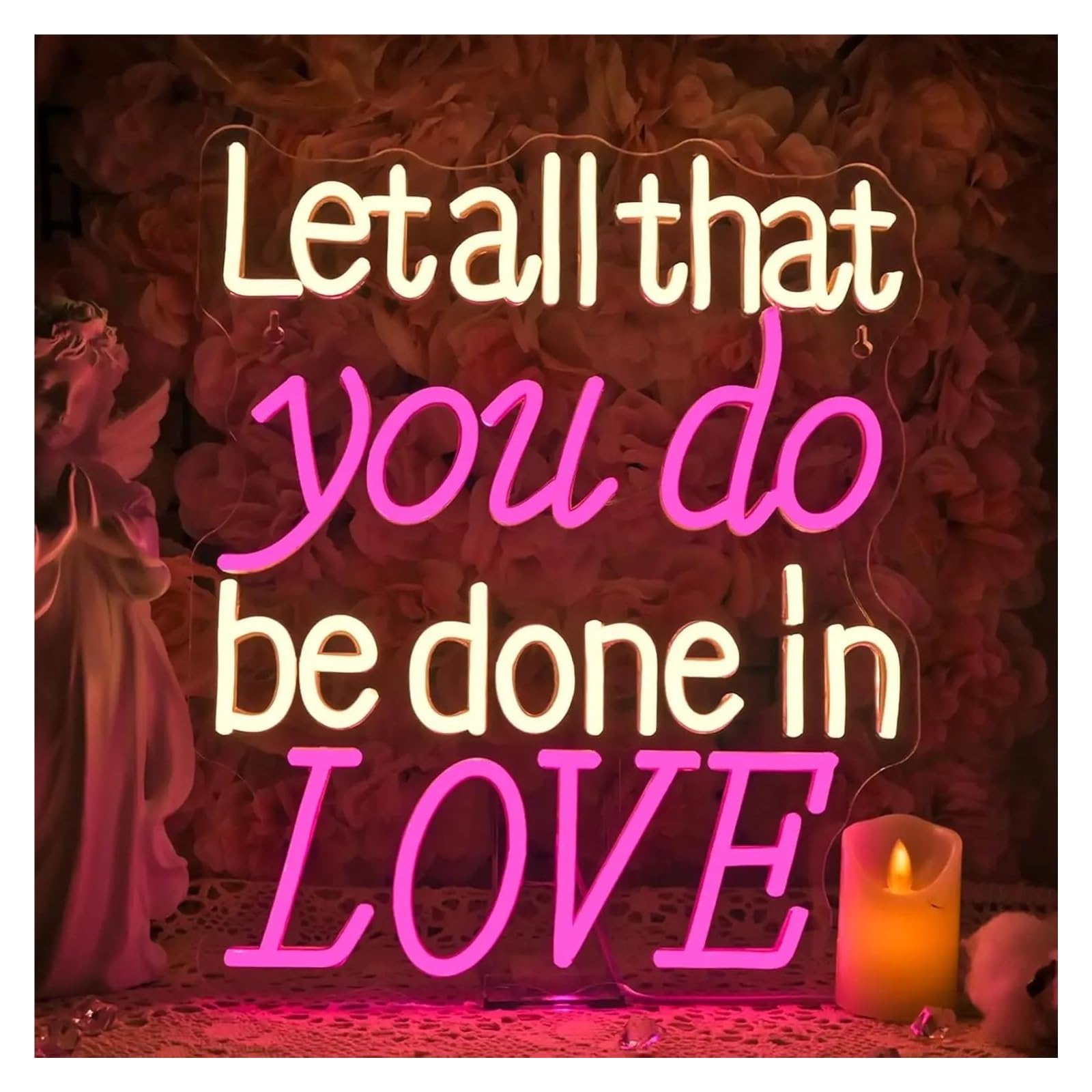 Shouxi One Color Sign Lamp Let All That You Do Be Done In Love Neon Sign Usb Powered Dimmable Light For Bedroom Party Home Decor 32Х38cm