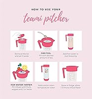 Vista 4 de Teami Jarra de té con tapa, jarra de colador infusor, perfecta para tés, jugos, limonada, fruta o sangría, 60 onzas (rosa)