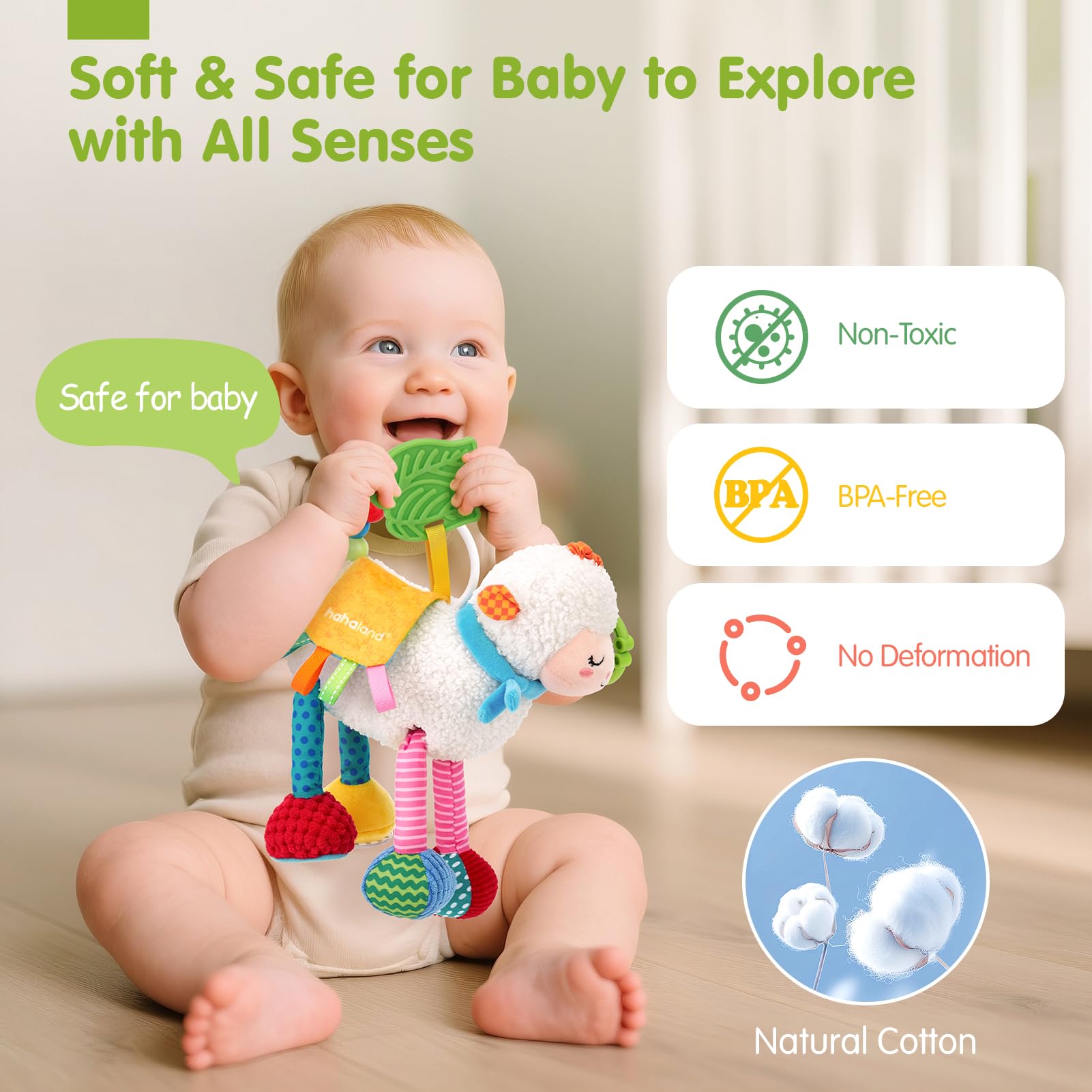 Juguetes para bebés de 0 a 6 meses, juguetes sensoriales para bebés de 0 a 3 a 6 meses, juguete para colgar en el asiento del automóvil, animales musicales con cuerda de tracción, sonajero 8