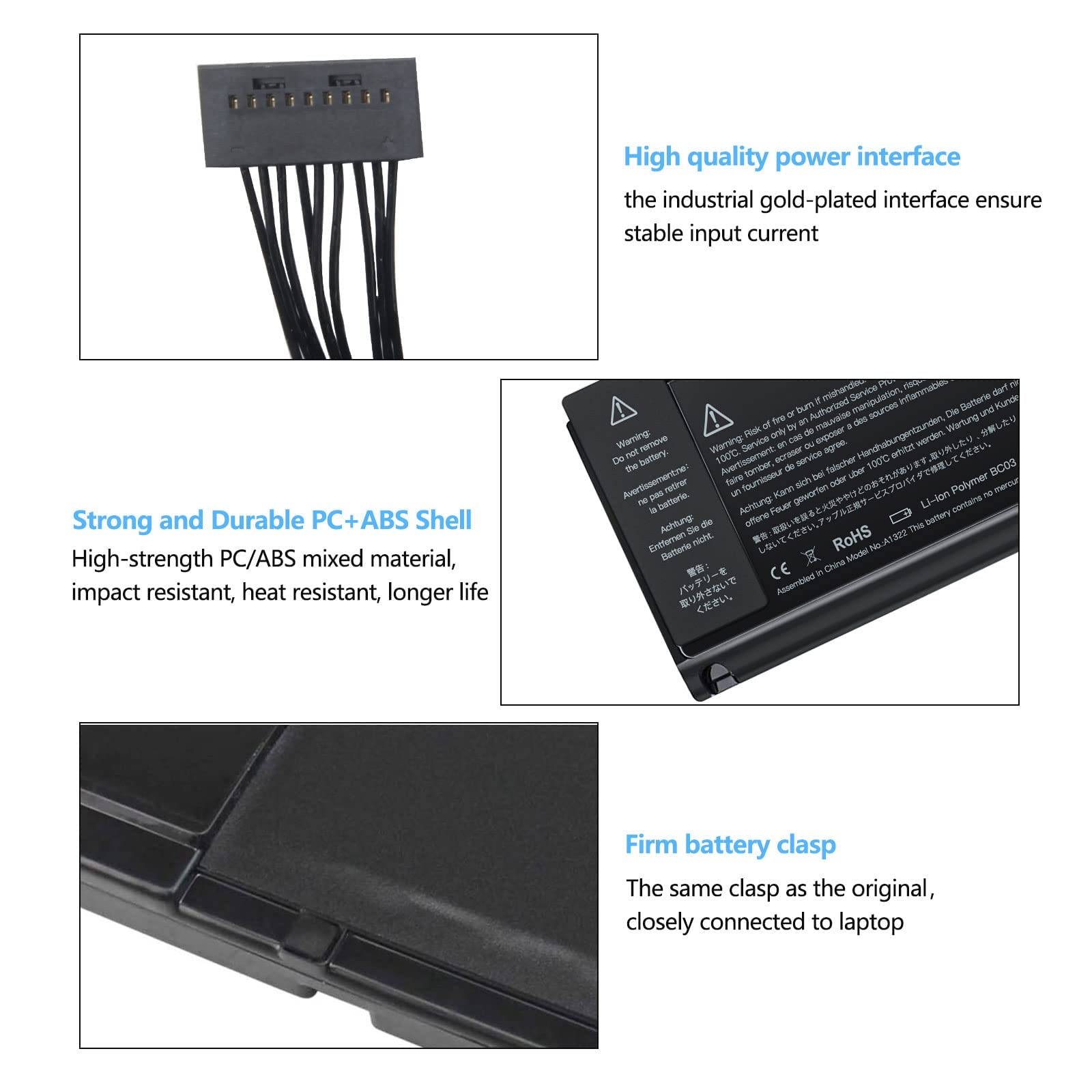 Wikinu A1322 Batteria per MacBook Pro 13 pollici A1278 (metà 2009, metà 2010, inizio 2011, fine 2011, metà 2012) si adatta MD314LL/A MC374LL/A MC700LL/AMB990LL/A MB991LL/A MD101LL/A MD102LL/A