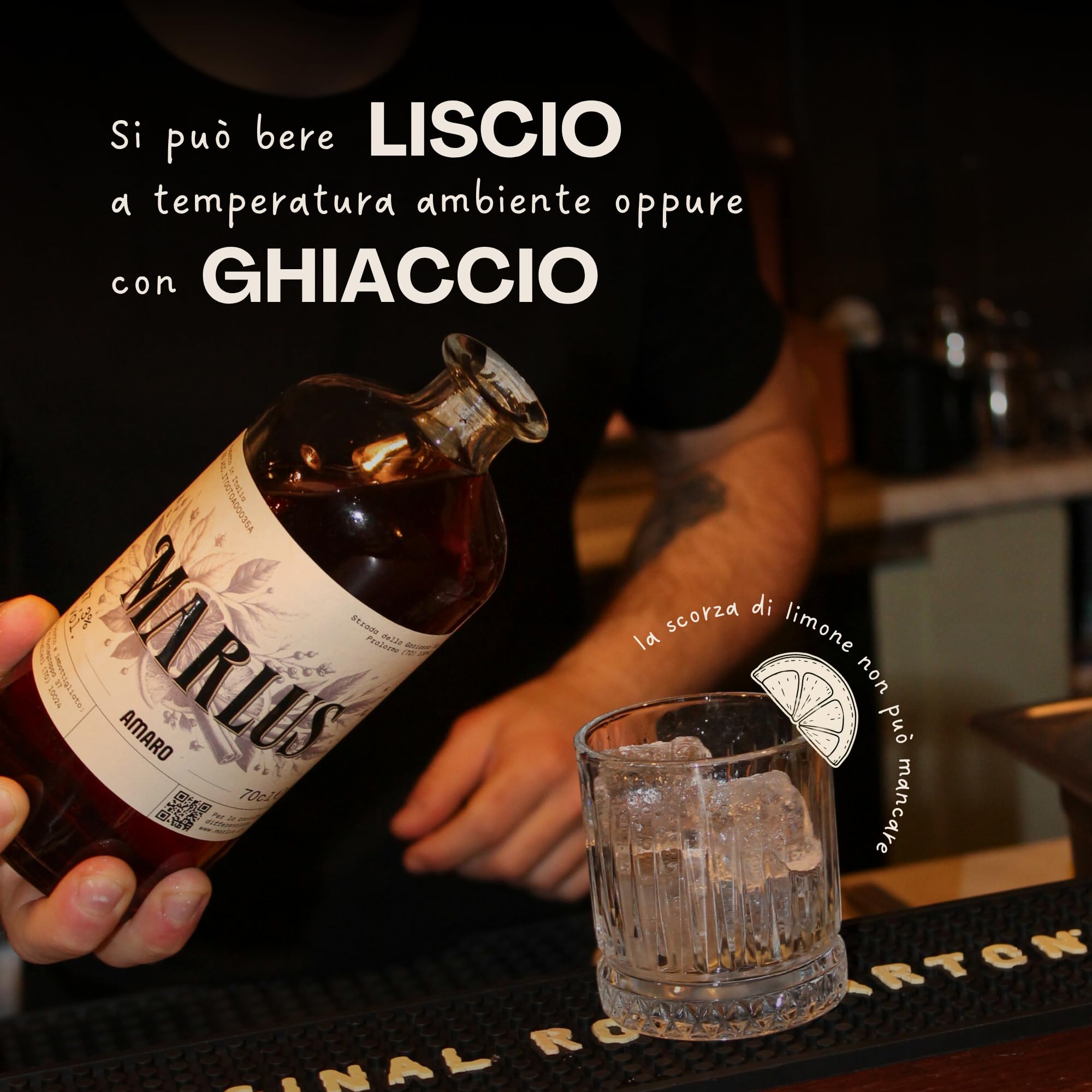 Marlus Amaro Artigianale Piemontese 70cl - Liquore Digestivo Naturale con Alloro, Arancia Dolce, Cannella e Rosmarino - Bitter Erbe e Agrumi per Cocktail, Aperitivo e Dopo Pasto - 100% Naturale