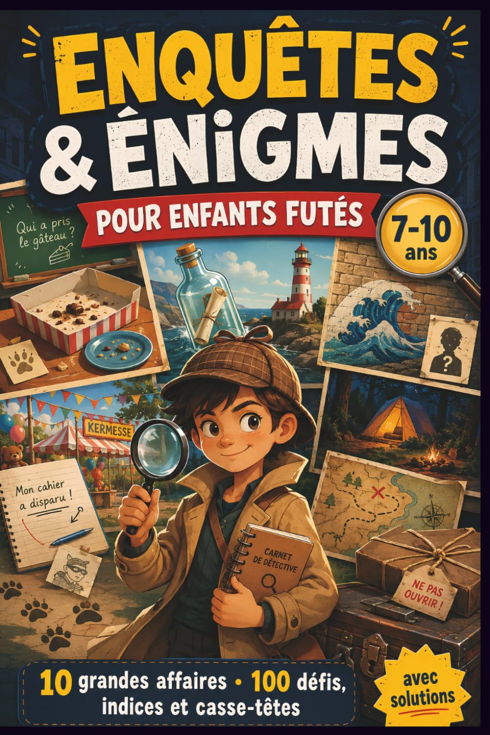 Enquêtes & Énigmes pour Enfants Futés: 100 Énigmes, Indices et Défis à Résoudre — Carnet d'Enquêtes pour Enfants de 7 à 10 ans (avec Solutions)