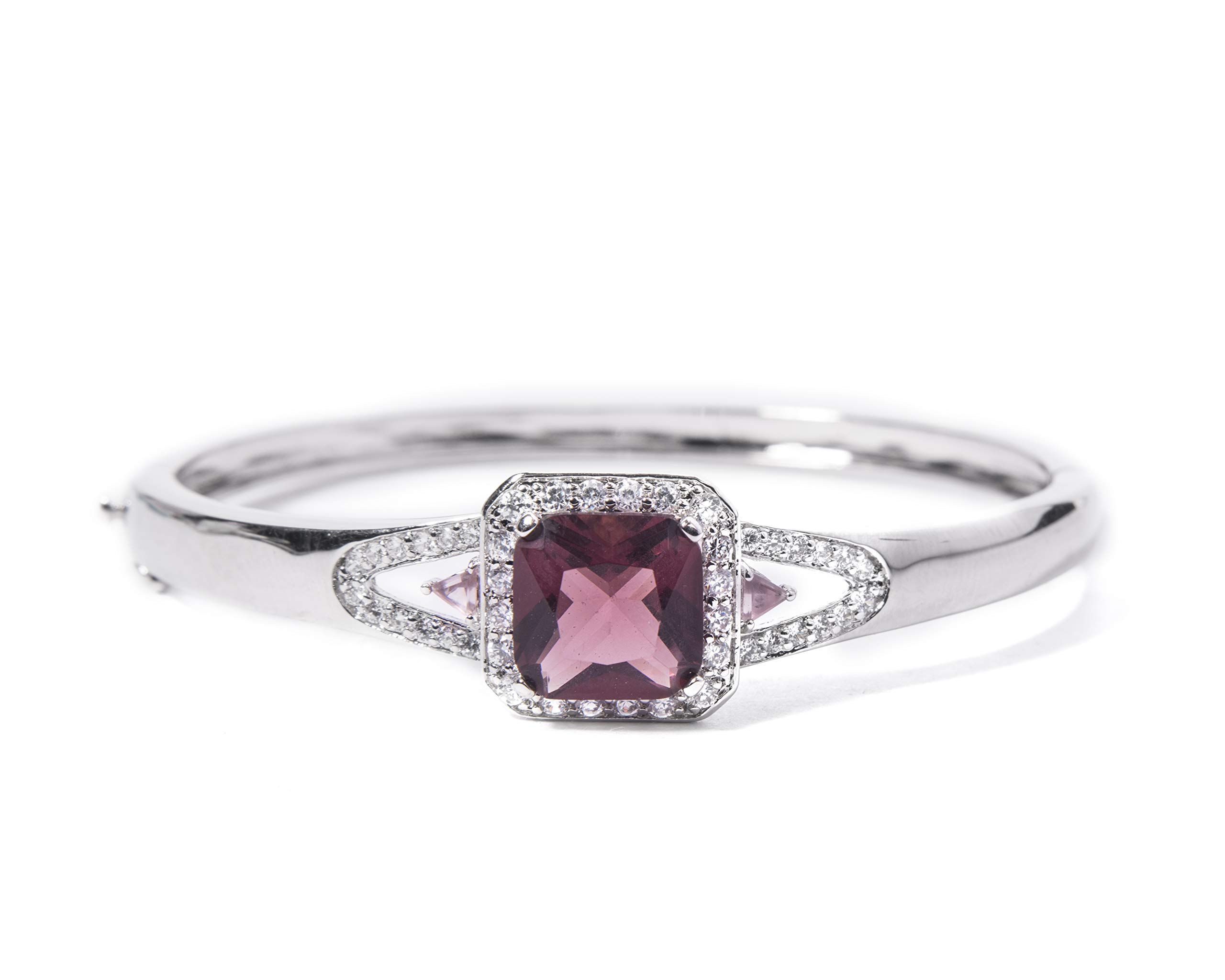 Gempro Asscher Cut Center Stone and Export Quality American Diamond Setting Openable Bangle for Women (B084MLCVKB) Amazon Price History, Amazon Price Tracker