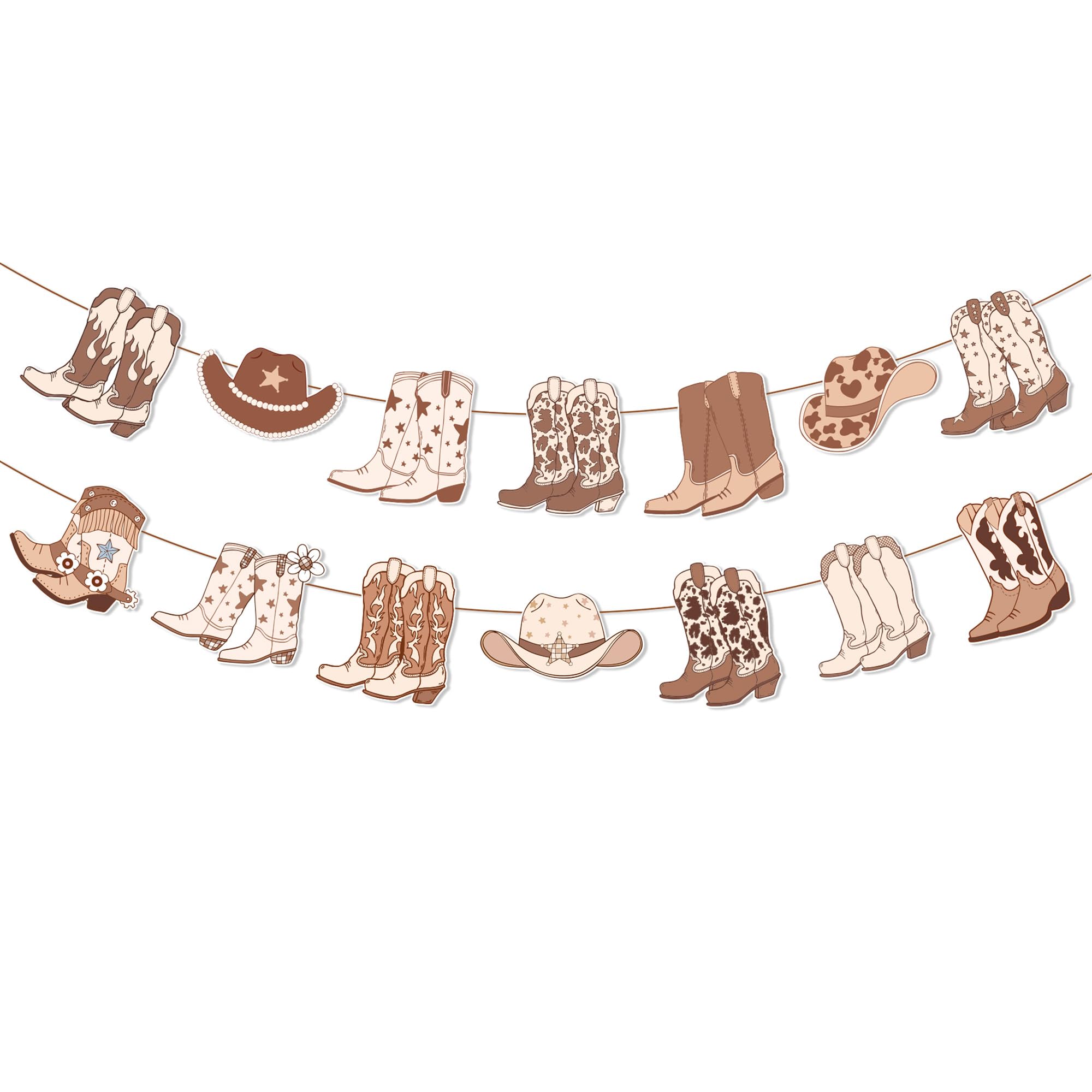 Cowgirl Party Garland, Western Boots and Hats Banner for Birthday Decor