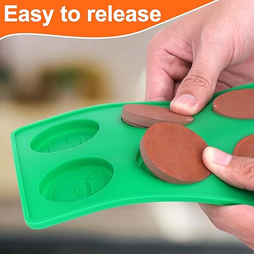 Miniatura 4 de AIERSA Moldes de silicona para chocolate de Navidad, 4 moldes circulares de Navidad para bricolaje de chocolate de Navidad, galletas, dulces,