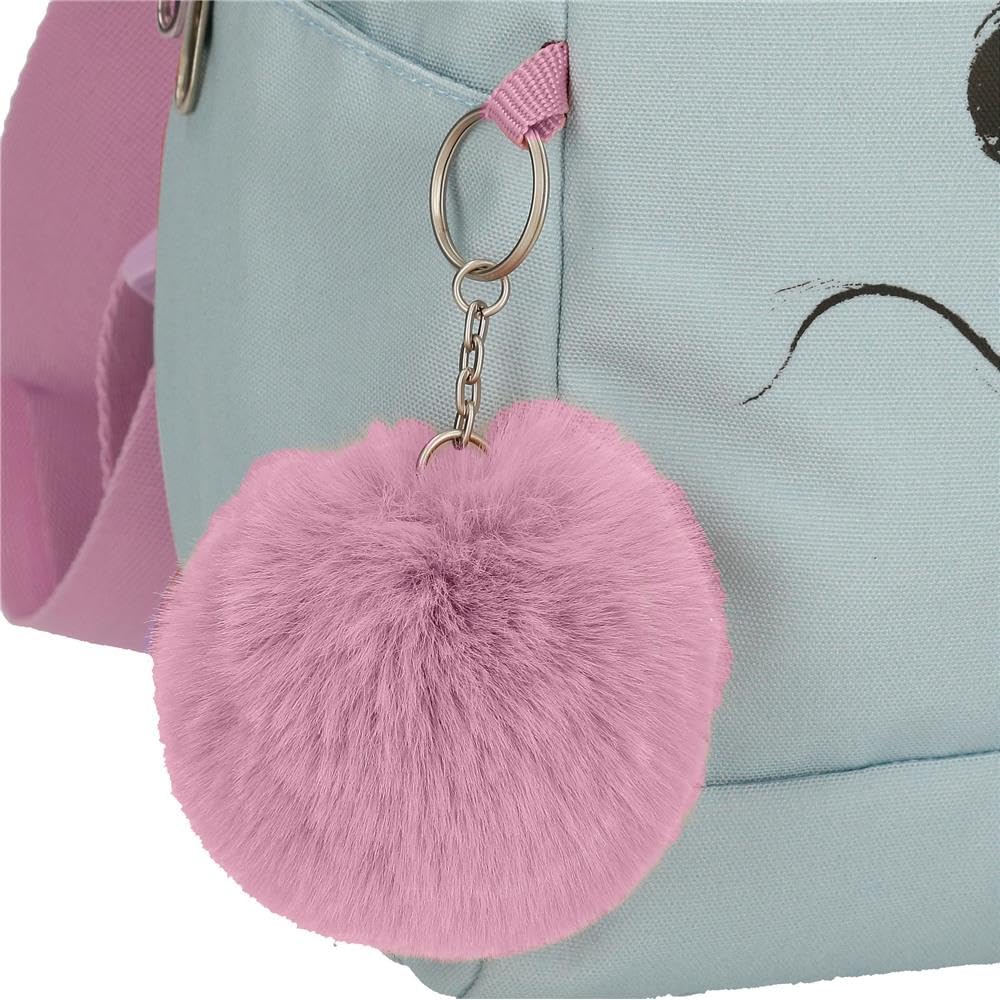 Disney Joumma Bags Mickey & Minnie Kisses zaino per bambini, zaino per la scuola, in poliestere, blu e rosa, Spallacci larghi, ergonomici e imbottiti, con pompon decorativo