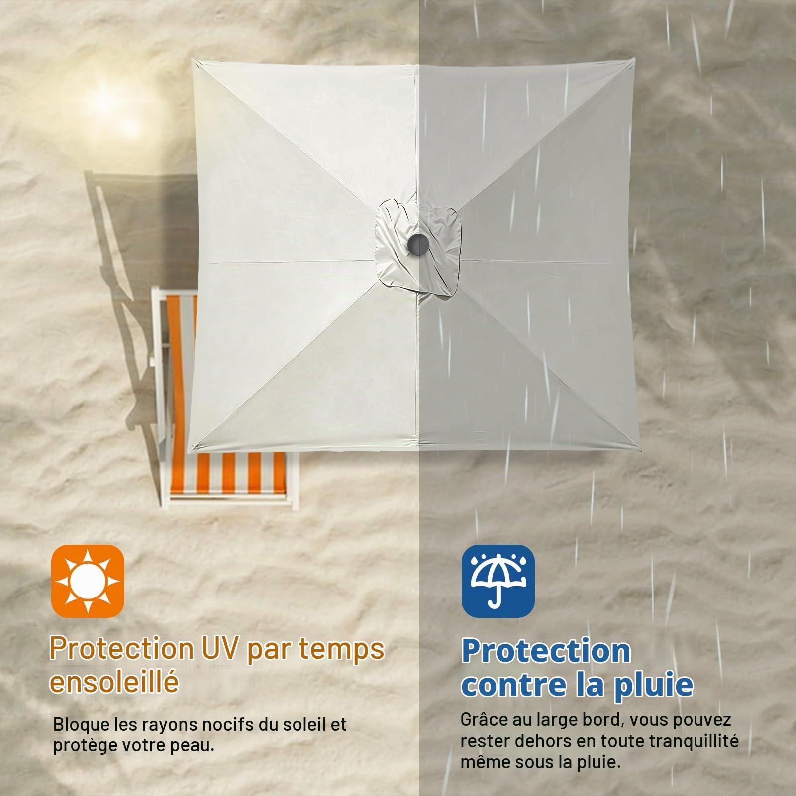 Toile de Rechange pour Parasol, Housse de rechange pour parasol pour jardin