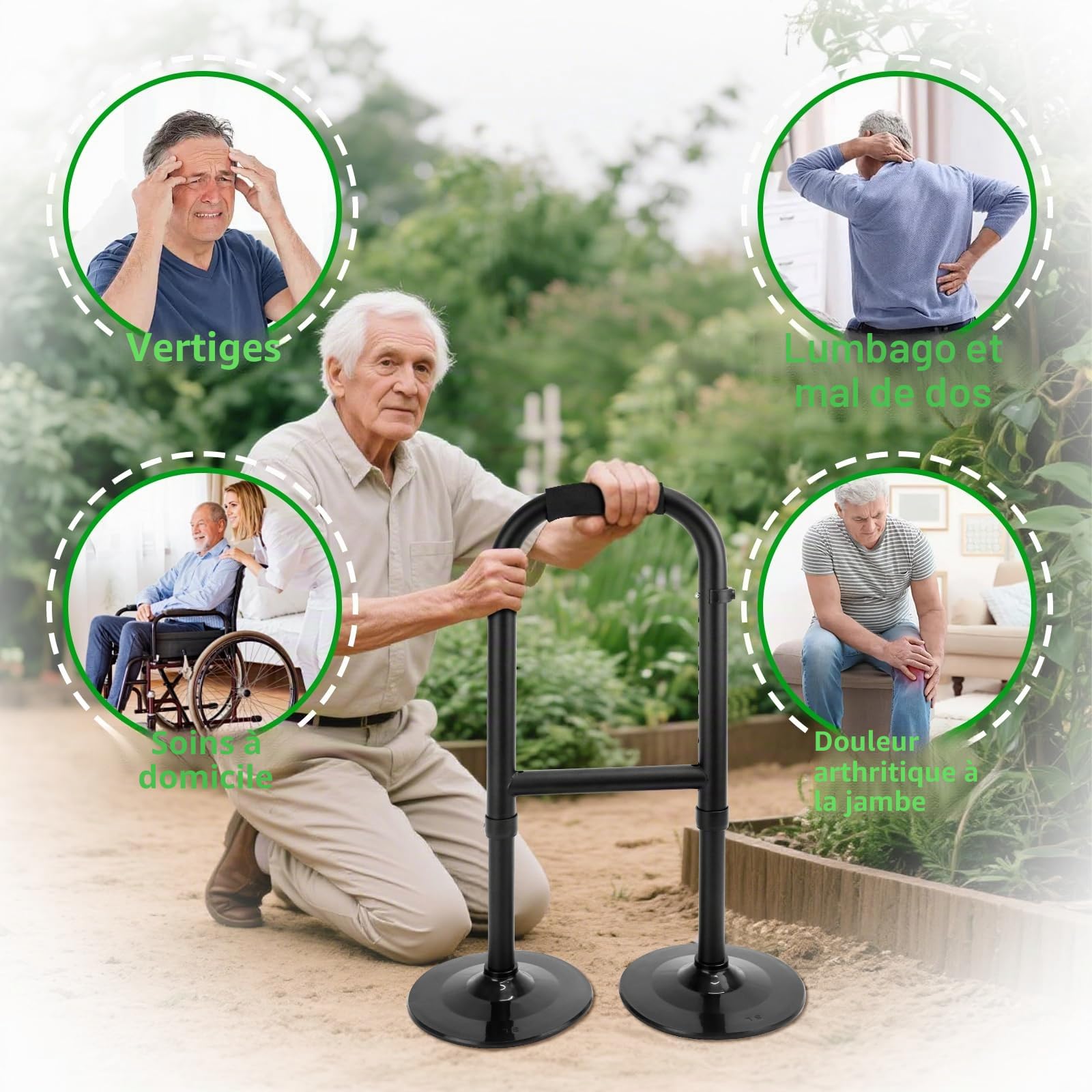 Aide à se lever du lit, pour personnes âgées, hauteur réglable, aide à se lever du sol pour les personnes âgées, aide à la position debout et aux soutiens, stabilité double base, charge minimale 90 kg