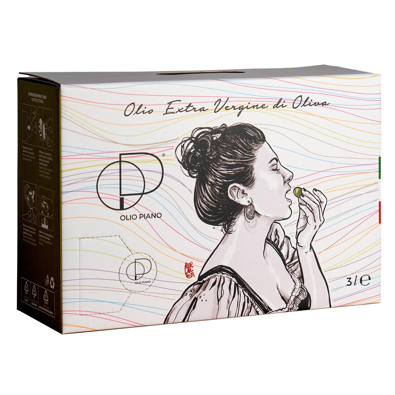 Agricola Piano - Oliwa z oliwek Extra Vergine z jednej odmiany Peranzana bag-in-box 3 L | Tłoczona na zimno, Wielokrotnie nagradzana – 100% Włoska – Kupuj bezpośrednio od producenta