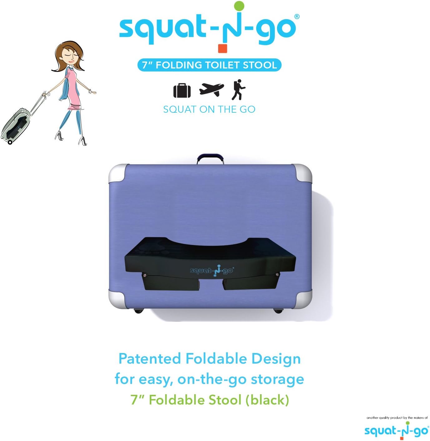 Squat N Go 7” Folding Squatting Stool | The Only Foldable Toilet Stool | Convenient and Compact – Great for Travel | Fits All Toilets, Folds for Easy Storage, Use in Any Bathroom | Black Color | : Health & Household