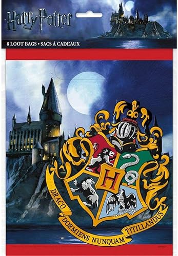 Unique Bolsas de botín de fiesta de Harry Potter  11 x 7.5 pulgadas  8 unidades, tamaño único, multicolor