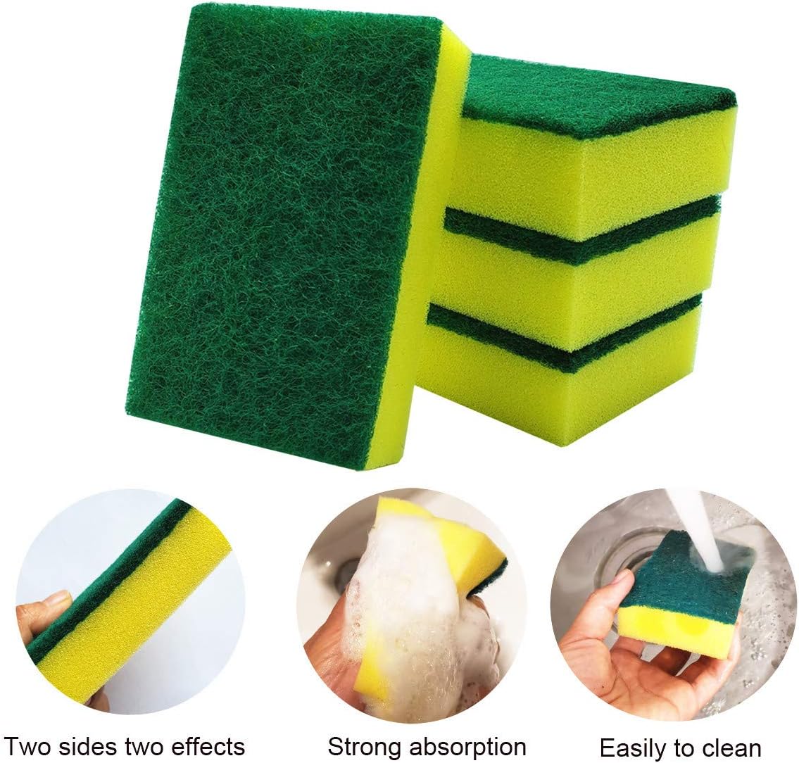 Black Friday - 60% OFF Himeeu 16 Pack Heavy Duty Household Cleaning Scrubber,Stainless Steel Sponges,Non-Scratch Scrubbing Sponges for Kitchen, Dishes, Bathroom,BBQ Shelf, Garage Cleaning