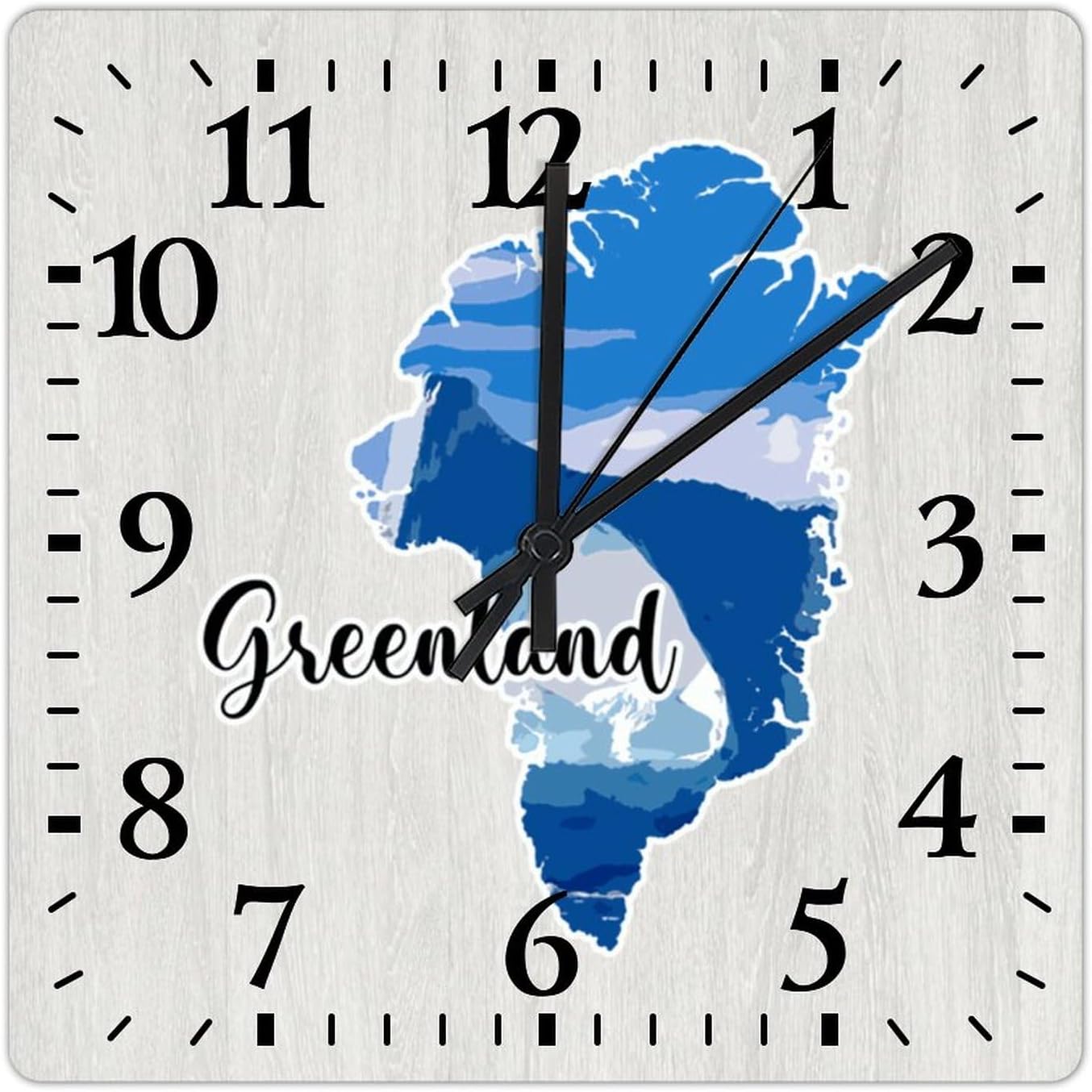 Greece Landmarks Wall Clock Greece Map Wooden Wall Clocks Battery Operated 15 Inch Non-Ticking Retro Cabin Wall Decor for Kitchen Bedroom Living Room Office