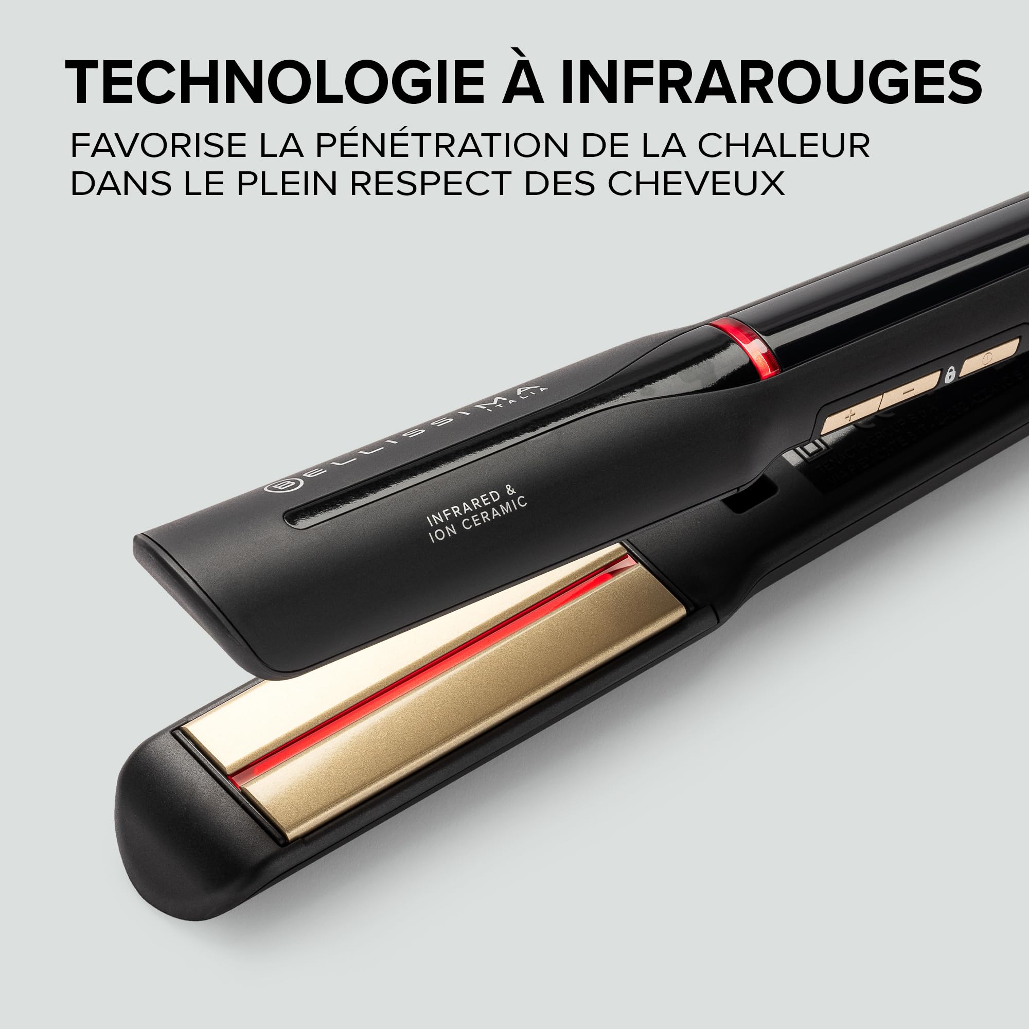 Belissima Fer à Lisser à Infrarouge Creativity Infrared - Pour Ondulation Cheveux et Lissage - Revêtement en Céramique et Kératine - Coiffure, Cheveux Ondulés - Prêt à l'Emploi en Quelques Secondes