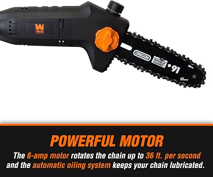 WEN 4019 6-Amp 8-Inch Electric Telescoping Pole Saw, Corded electric - Black&orange