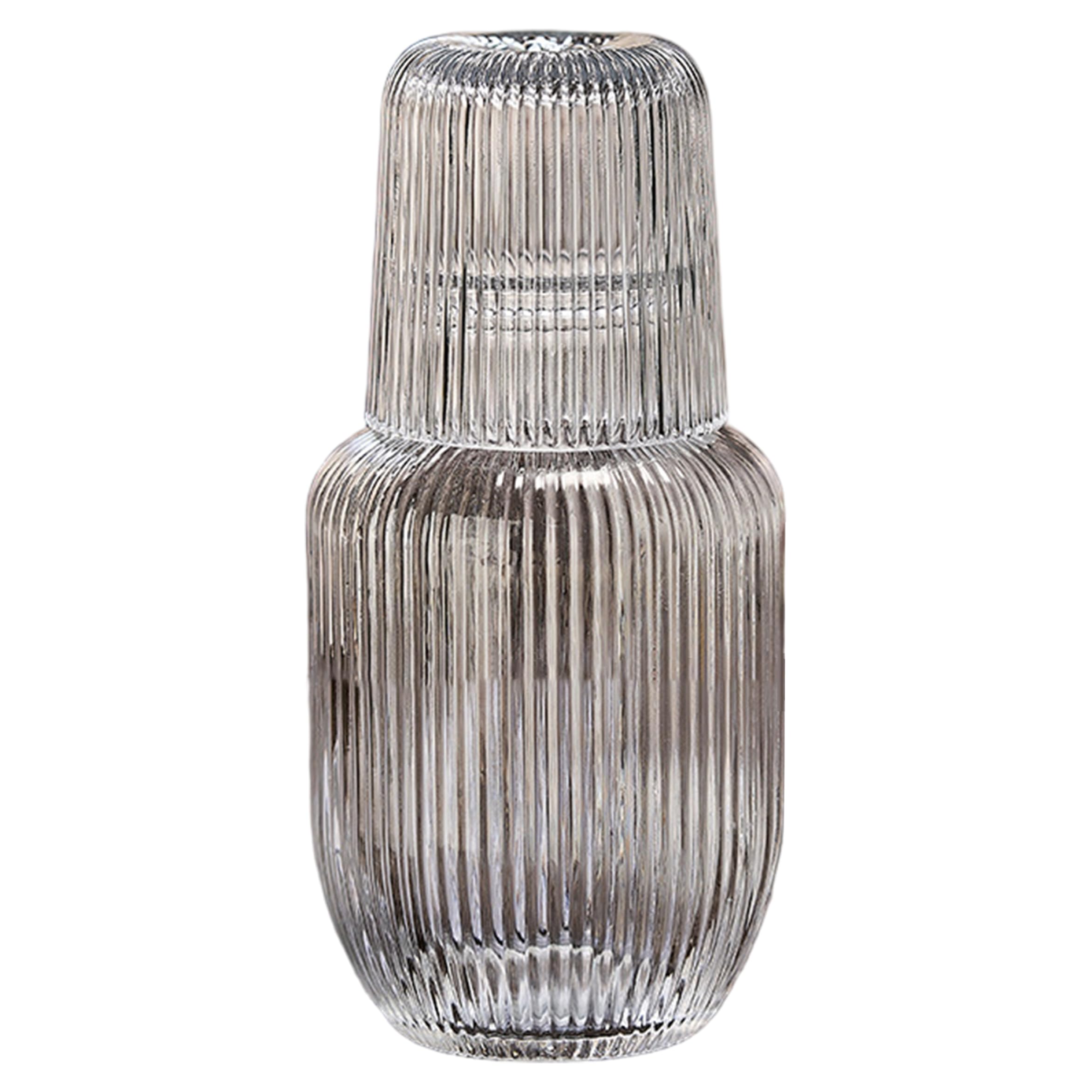 Jarra de agua para mesita de noche vintage de vidrio con vaso para hidratación diaria