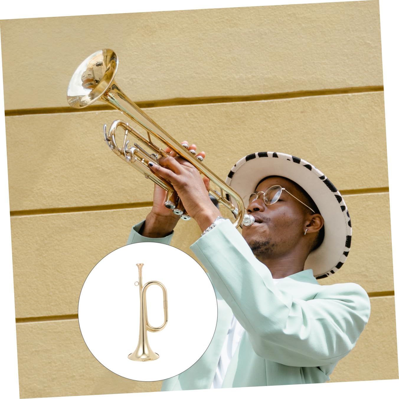 ERINGOGO Tromba Militare in Ottone Dorato per Principianti Strumento Musicale Educativo per Regalo Decorativo per Scrivania e Apprendimento Musicale