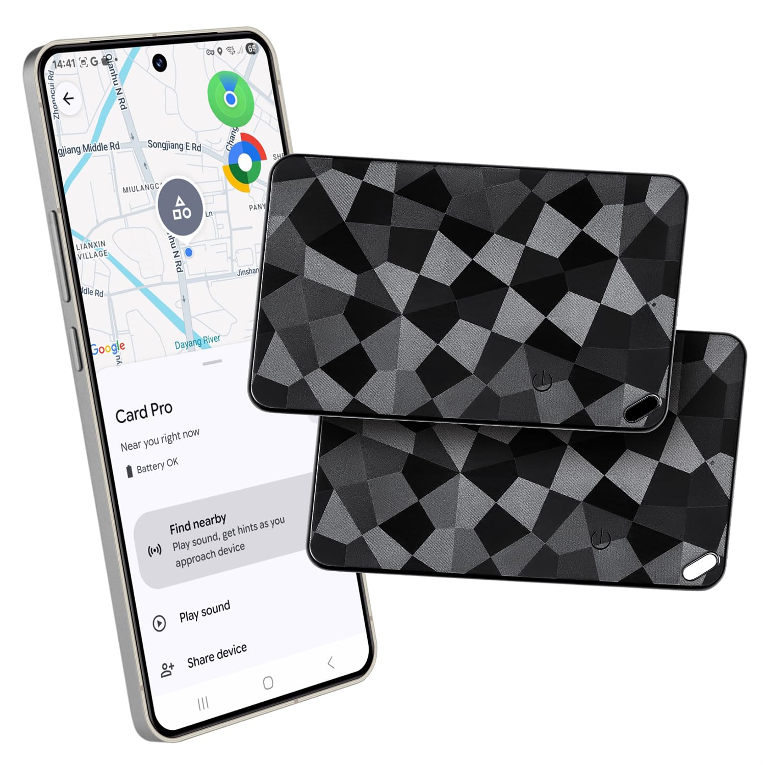 Reyke Wallet Tracker Card 2er Pack – Slimme Bluetooth-Tracker kompatibel mit Apple Find My & Android Find Hub, wiederauf