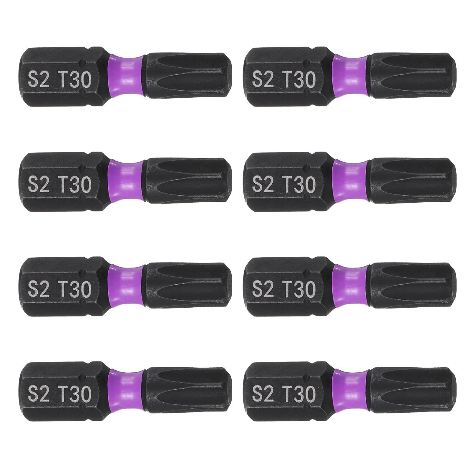 TA-VIGOR 8pcs T30 Torx Screwdriver Bits, 1/4" Hex Shank 25mm/1" Length Magnetic Star Screwdriver Bits S2 Steel Torx Bit Set for Electric Screwdriver, Wood Metal Repair
