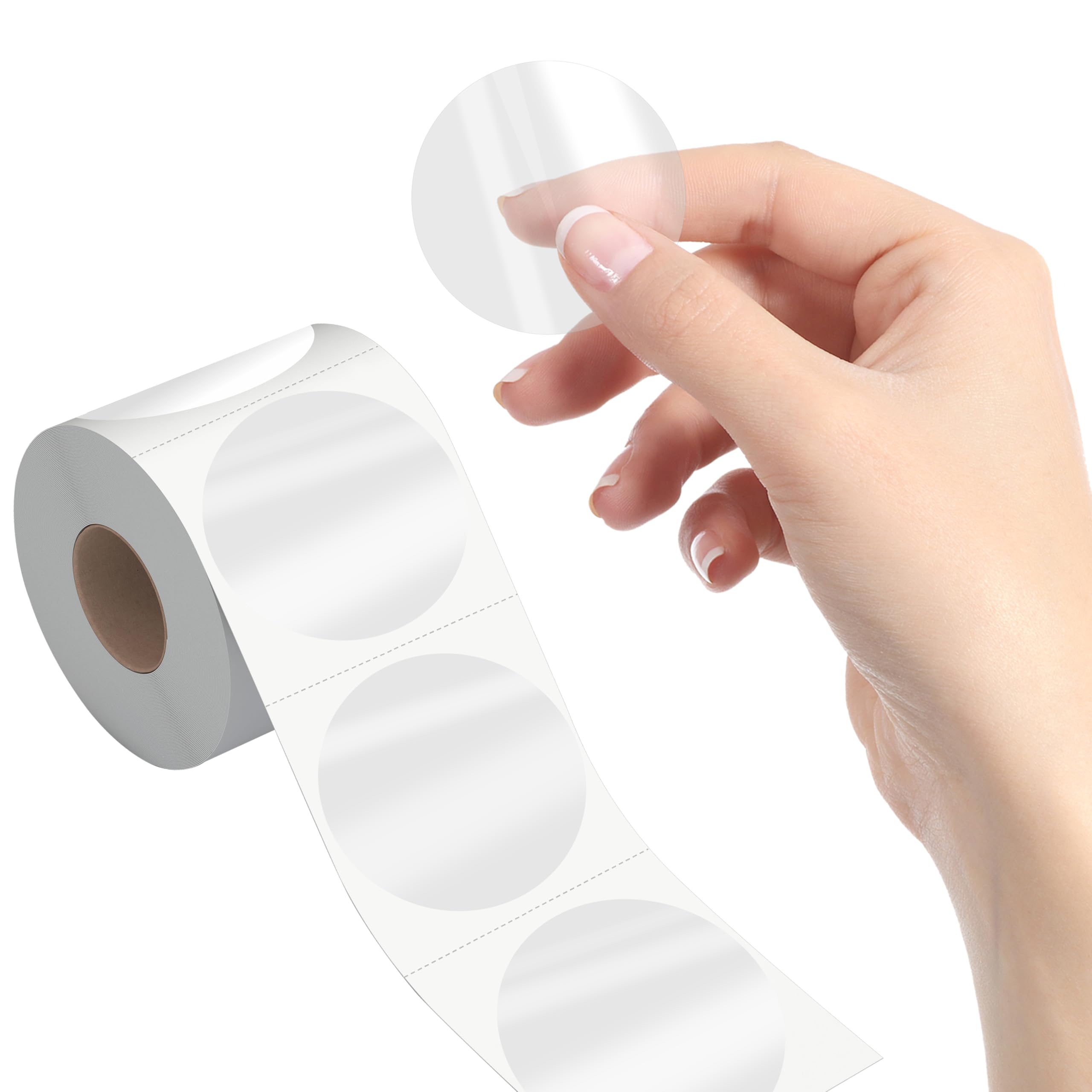 1000 PCS Round Clear Seal Stickers, Transparent Envelope Mail Wafer Seal Self Adhesive Package Circle Label Dots with Perforation Line for Envelopes,