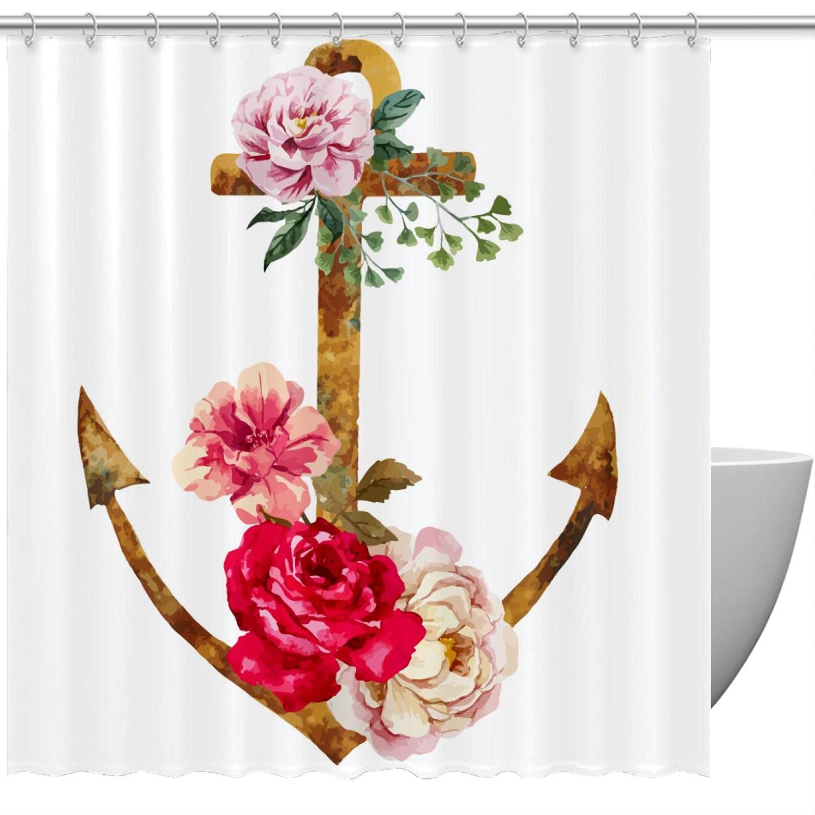 Rideau de douche motif floral et ancre pour créer des souvenirs complices