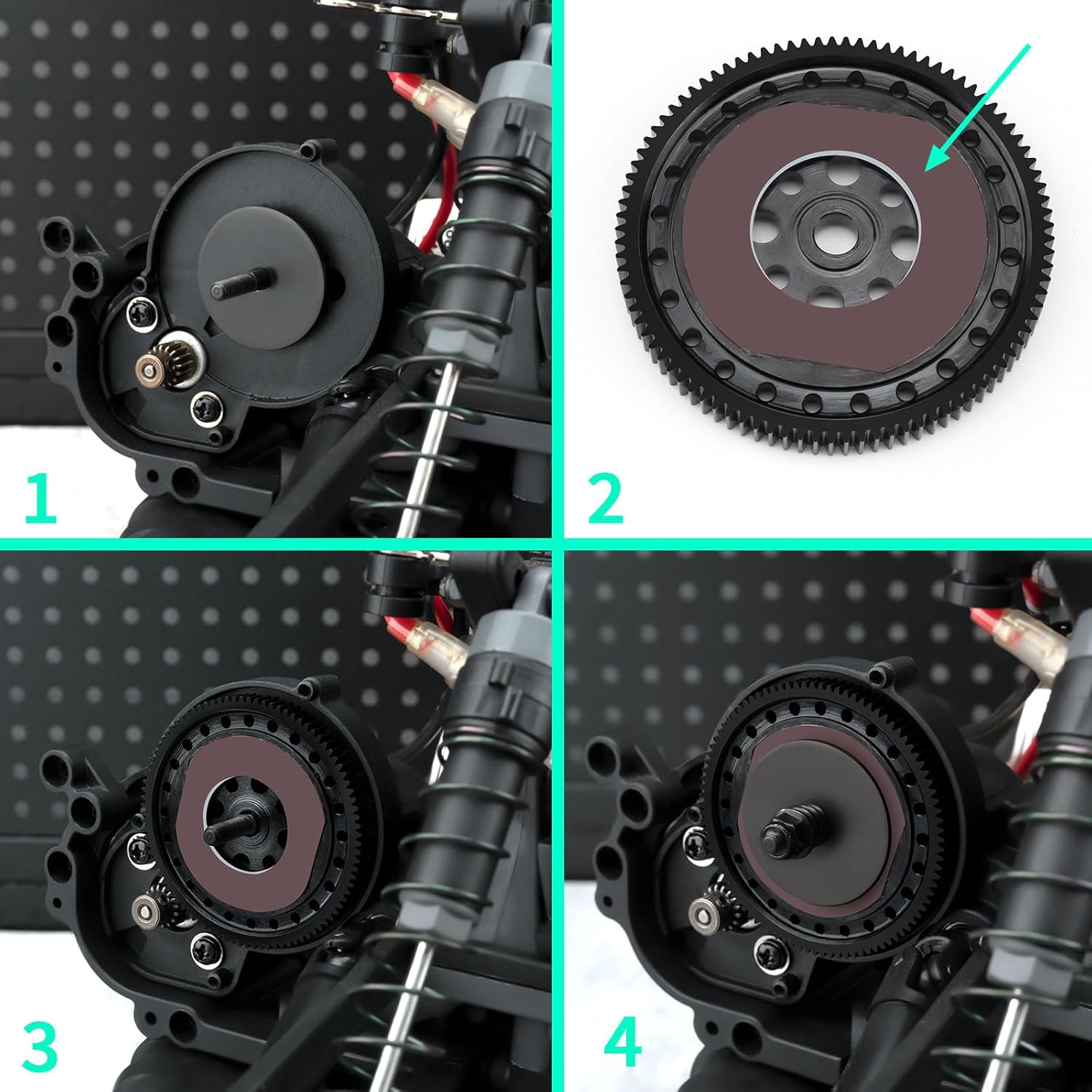 LSG 48p Steel Spur Gear 93T 87T Boxgear Main Gear for 1/10 Ecx Axe RC Car Upgrade Parts (93T)