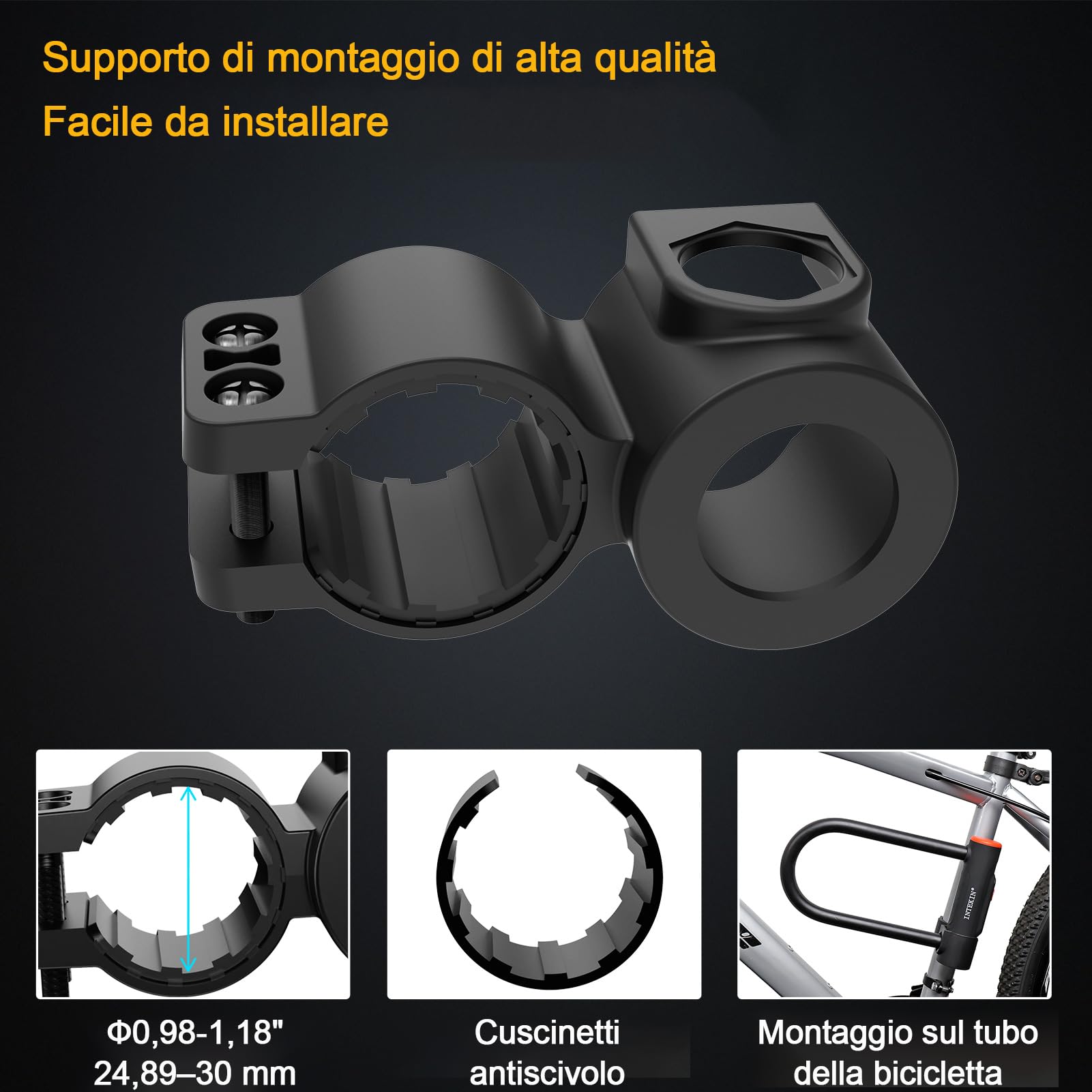 Lucchetto a U per biciclette e moto ad alta sicurezza, 16mm Staffa, Lucchetto per Bicicletta con supporto, arco rinforzato, 3 chiavi, serratura a U per moto, e-bike, mountain bike, scooter