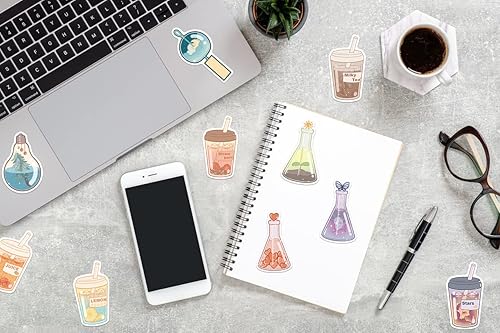 Miniatura 3 de YOKSAS Kawaii Summer - Calcomanías de bebida de jugo con sabor a niña para botellas de agua para laptop, 50 calcomanías estéticas de dibujos