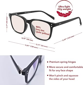Setex Blue Light Blocking Glasses For Men and Women + Anti-Slip Nose Pads
