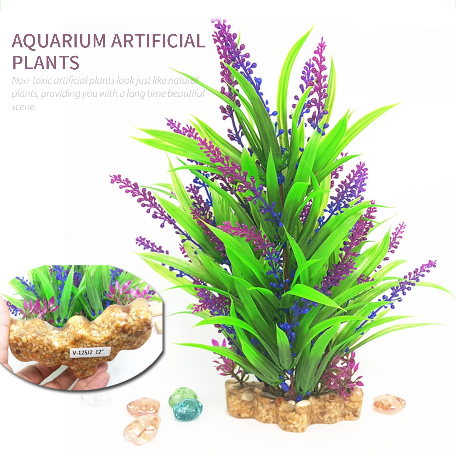 Piante artificiali in plastica per acquario da 30,5 cm, ornamento naturale, realistico, finto per acquario, decorazione paesaggistica, fai da te, realistico, pianta acquatica, meno manutenzione