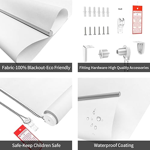 Miniatura 5 de Homebox Persianas enrollables 100% opacas, con tela impermeable, aislamiento térmico, protección UV, persianas enrollables para hogar, dormitorio,