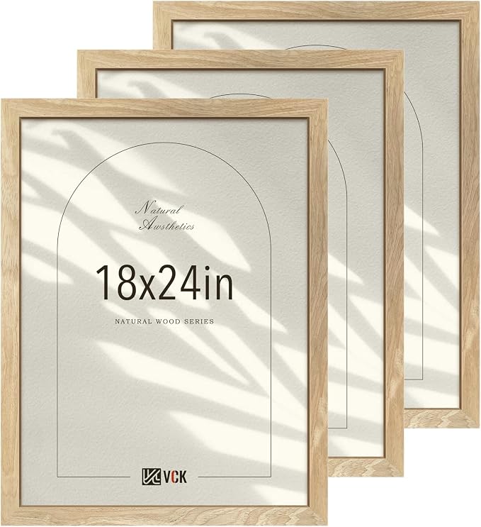 Natural Solid Wood Picture Frame, Set of Three 18x24