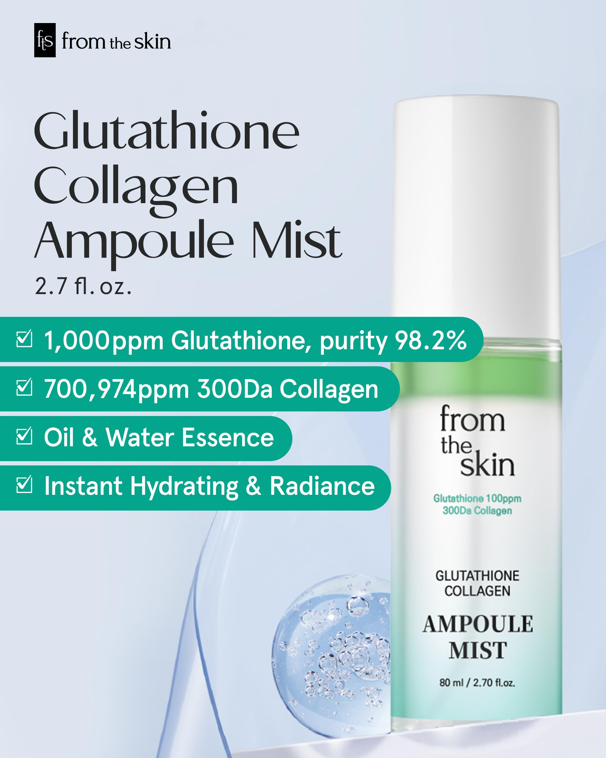 glutathione double x ampoule mist JEU DEMEURE Glutathione Double-X Ampoule Spray - Luminous Dewy Skin Mist  with 5% Niacinamide & Fermented Vitamin B for All Skin Types - 2.5 fl. oz -  Korean Skincare main image 1