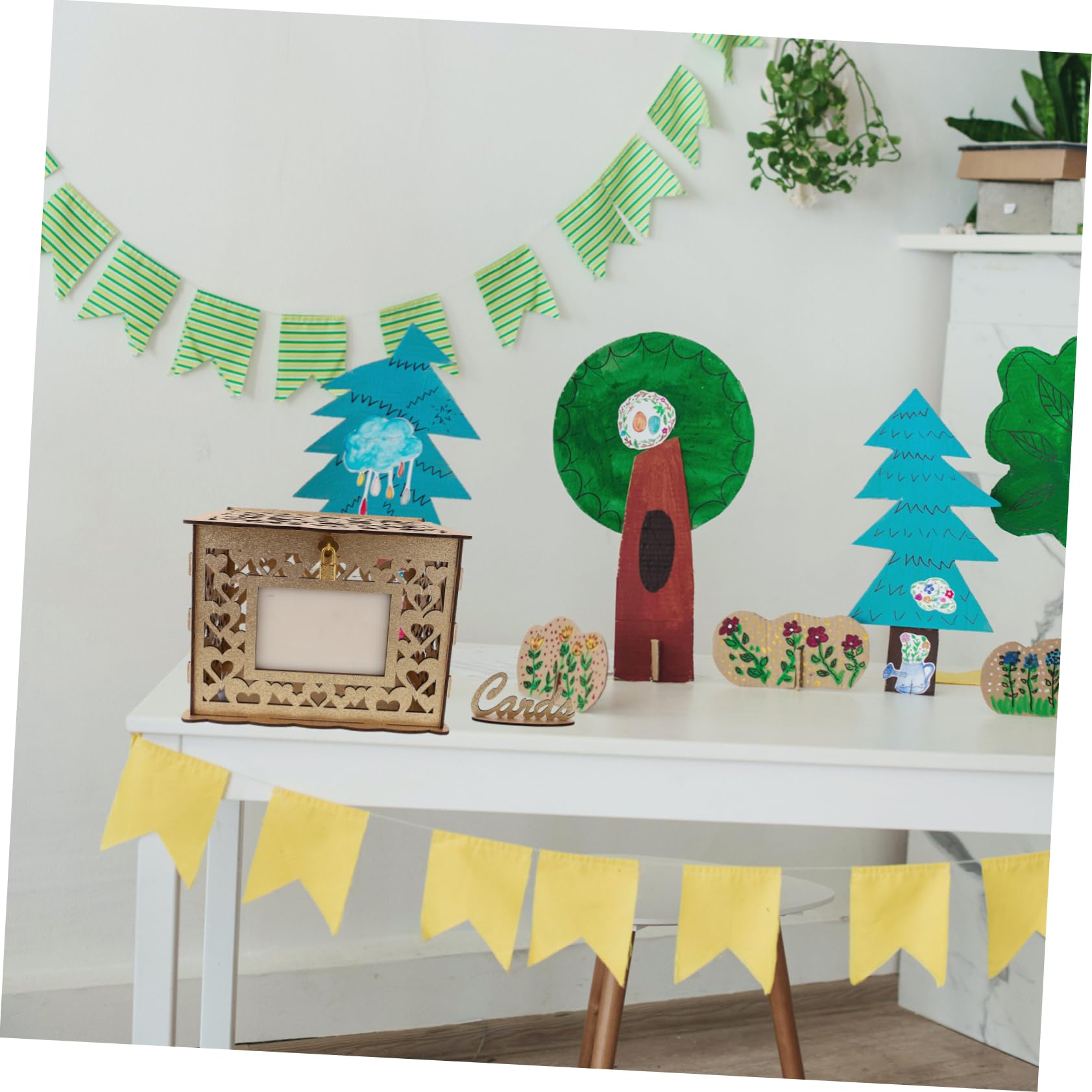 ABOOFAN Scatola Portabuste Matrimonio Raffinata e Multifunzione, in Legno e Metallo, Oro, Decorazione, per Ricevimento Nozze e Feste di Compleanno