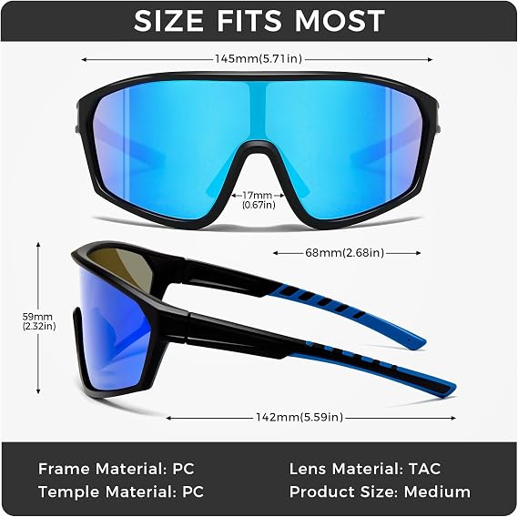 SUANGIT Polarized Cycling Sunglasses for Men Women Red Sports Running Bike Shades UV Protection Goggles