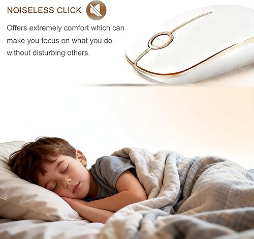 Miniatura 6 de Unipows Ratón inalámbrico – Ratón de computadora portátil delgado de 2.4 G con nano receptor, ratones ópticos móviles de menos ruido para laptop,