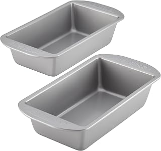 Farberware Nonstick 2-Piece Loaf Pan Set, 9x5 Inch Steel Baking Pans for Bread & Meatloaf, Gray Oven Safe 450°F