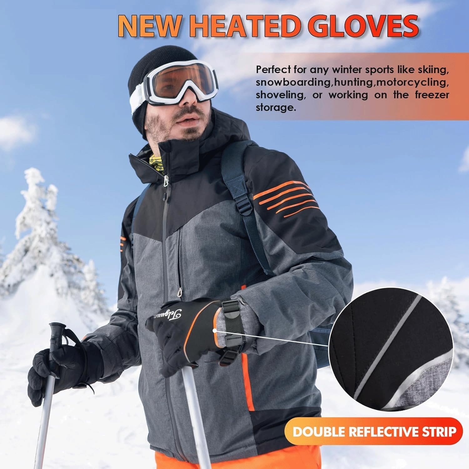 Telguua Guanti Riscaldati per Uomini Donne,7.4V 5500mAh Ricaricabili Guanti Riscaldanti Elettrici 3 Livelli di Riscaldamento Scaldamani Touchscreen Con Riscaldamento Dita per Moto Sci