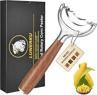 Stainless Steel Corn Peeler, Durable Corn on the Cob Stripper Tool with Solid Wood Good Grip Handle for Salad Polenta Pizza Popcorn Cooking Gifts for Woman Her Mom Birthday (Rosewood)