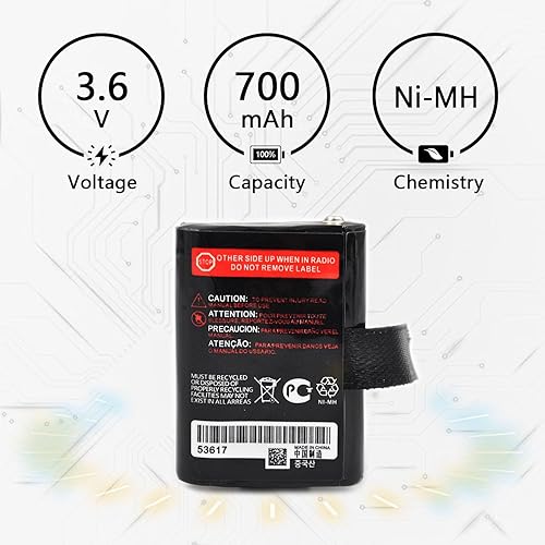 Miniatura 3 de elxjar Paquete de 5 baterías recargables AAA Ni-MH de 3.6 V 700 mAh para radios Motorola GMRS/FRS 53617 KEBT-086-A KEBT-086-B KEBT-086-D