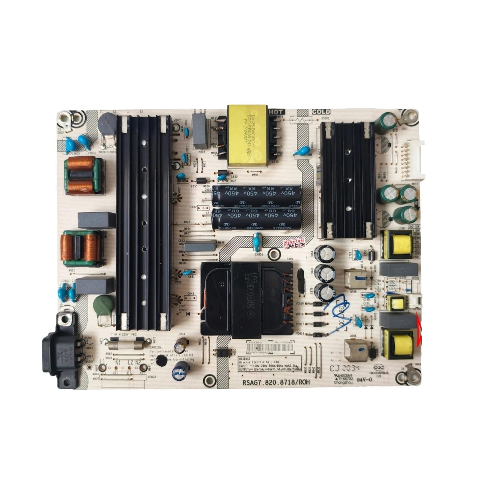 Carte D'alimentation RSAG7.820.8718/ROH Pour TV Hisense 65A7100F - Neuve