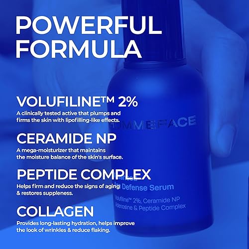 Miniatura 4 de HOMMEFACE Advanced Age Defense - Suero antienvejecimiento para hombres con volufilina 2%, cerámica, colágeno, ácido hialurónico y péptidos, 1.69