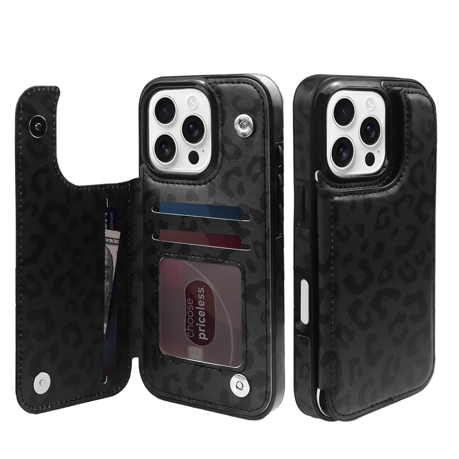 TopPerfekt Flip Leather Wallet Case Card Holder Shockproof Compatible with iPhone 16 Pro 6.3" Women and Girls with Card, Holder Kickstand Double