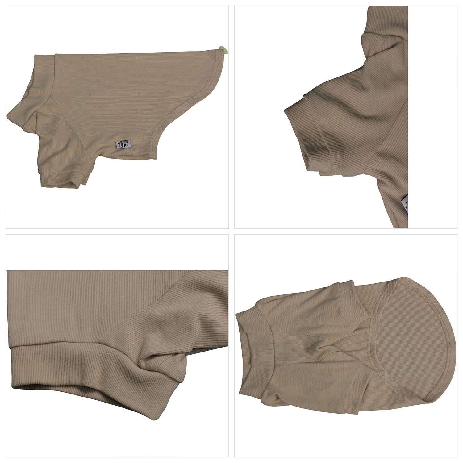 Lovelonglong Ribbed Dog T-Shirt Cotton Knitted Dog Sweaters for All Season Pet T-Shirts for Large Medium Small Dogs Beige XL