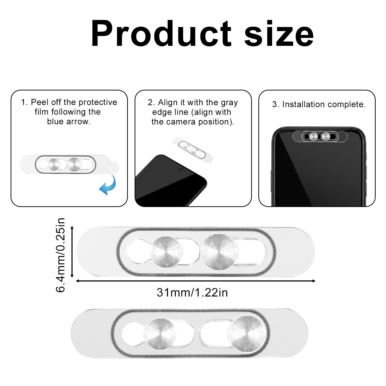 Privacy Copertura Fotocamera Frontale Trasparente per iPhone 17/16/15/14 Pro Max/Pro Argento