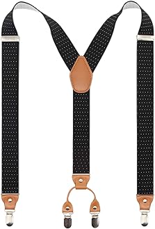 Timiot Men’s Y-Back 4 Metal Clip Elastic Wide Suspenders Perfect For Both Casual&Formal
