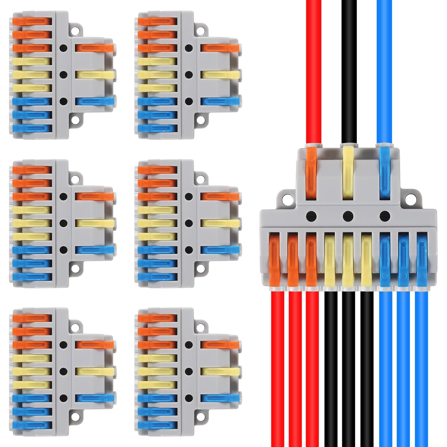 10Pcs 2 in 4 Lever Wire Connector Compact DIY Quick Connect Push-in Splitter Cable Splicing Butt Terminal Block Connectors - Mini Electrical Wire Splice 2 in 4 Out