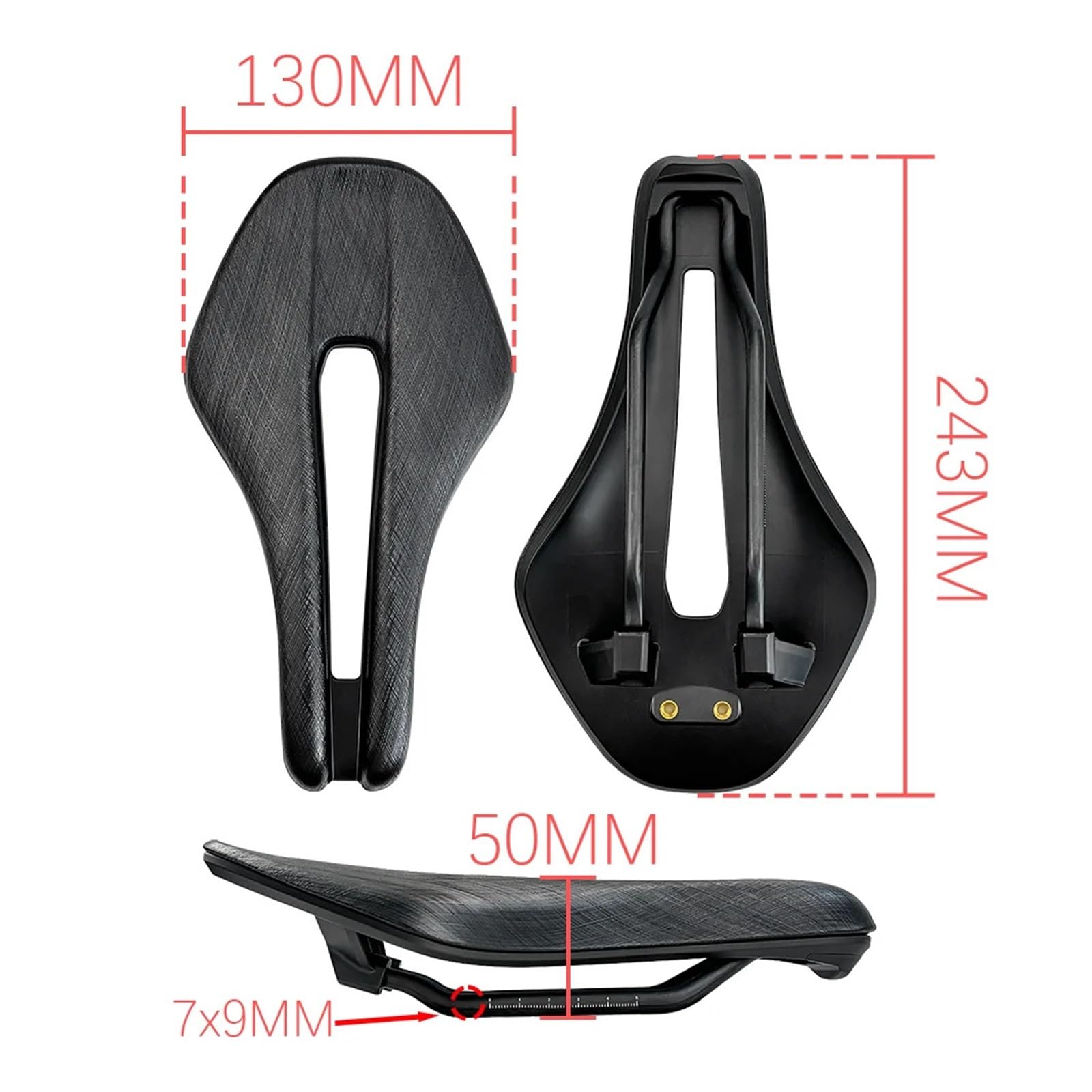 Generico Sella for bicicletta for ciclismo da cronometro Sans Road Bike Fixed 7X9 Rail Tooth